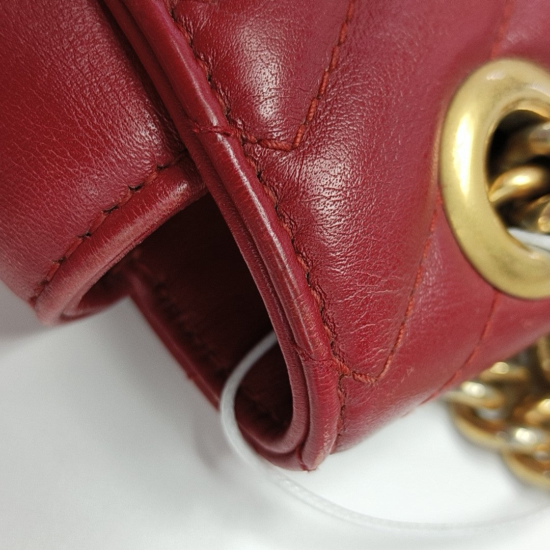 GG Marmont Medium Quilted Calfskin Red