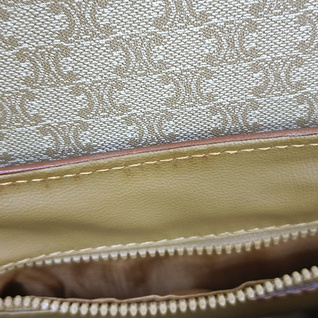 Coated Canvas Top Handle Bag Brown