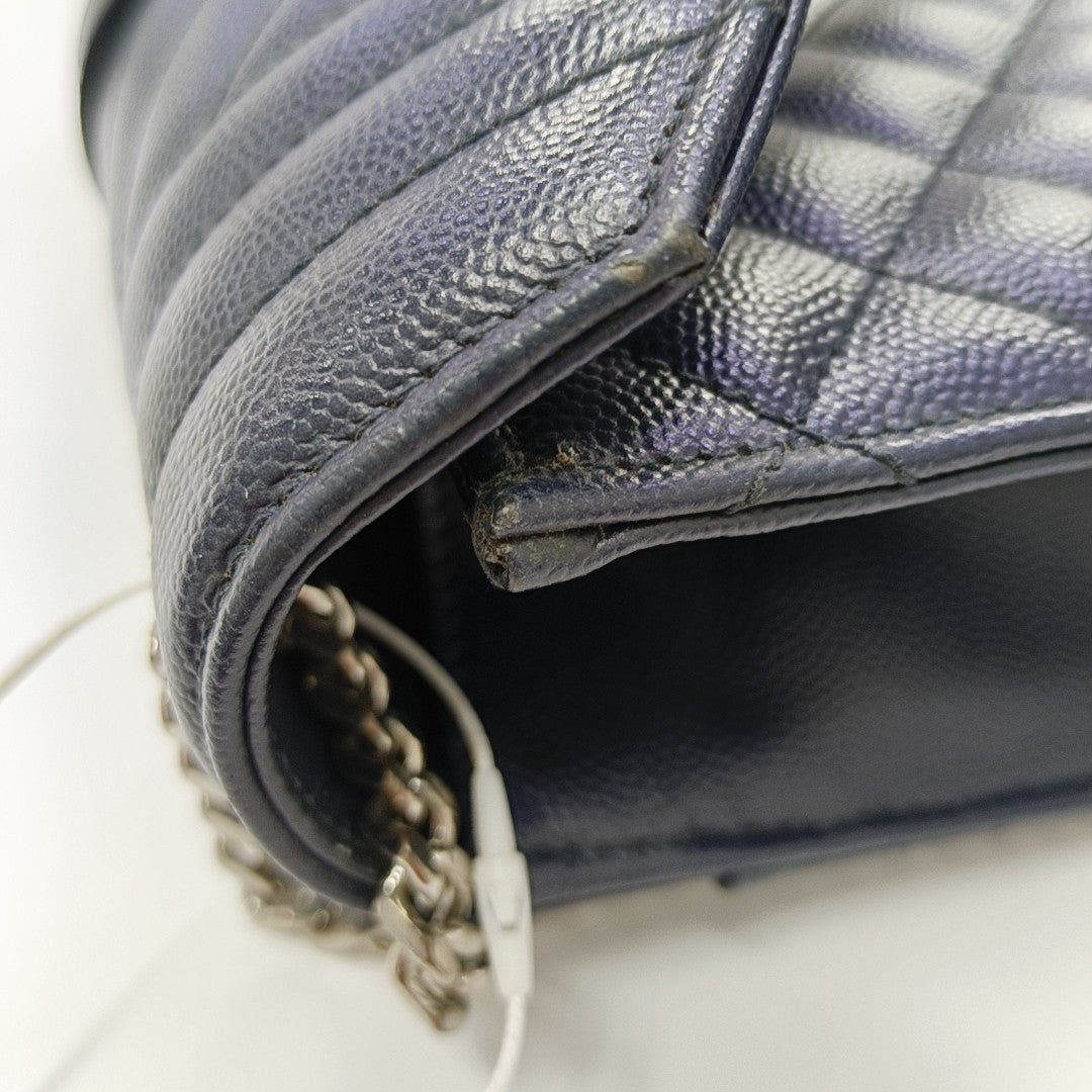 ENVELOPE Small Chevron Calfskin Blue