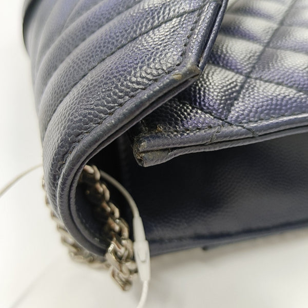 ENVELOPE Small Chevron Calfskin Blue