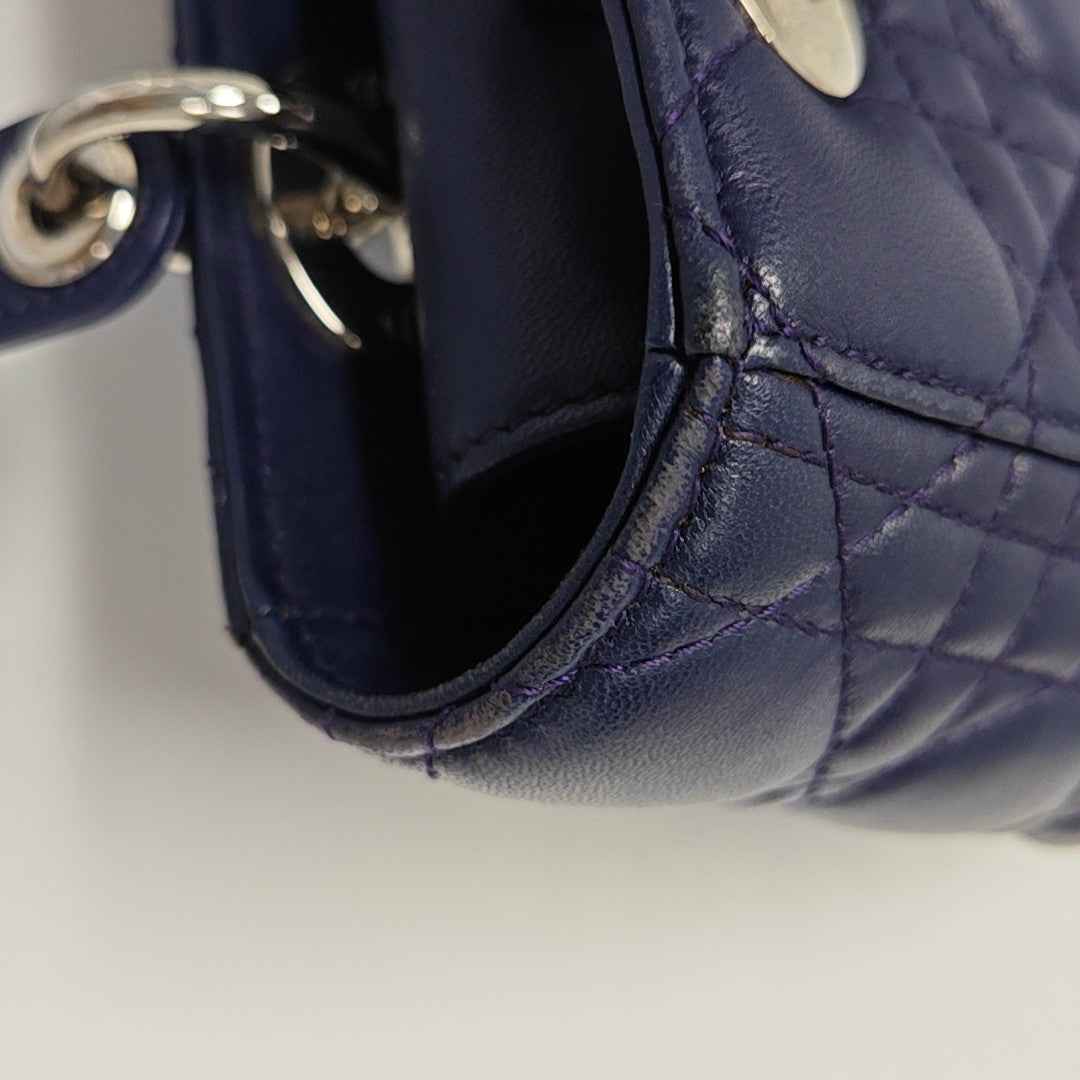 Lady Dior Small Cannage Lambskin Blue
