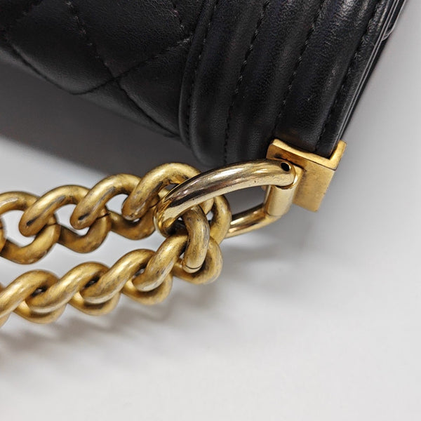 BOY CHANEL Medium Quilted Calfskin Black