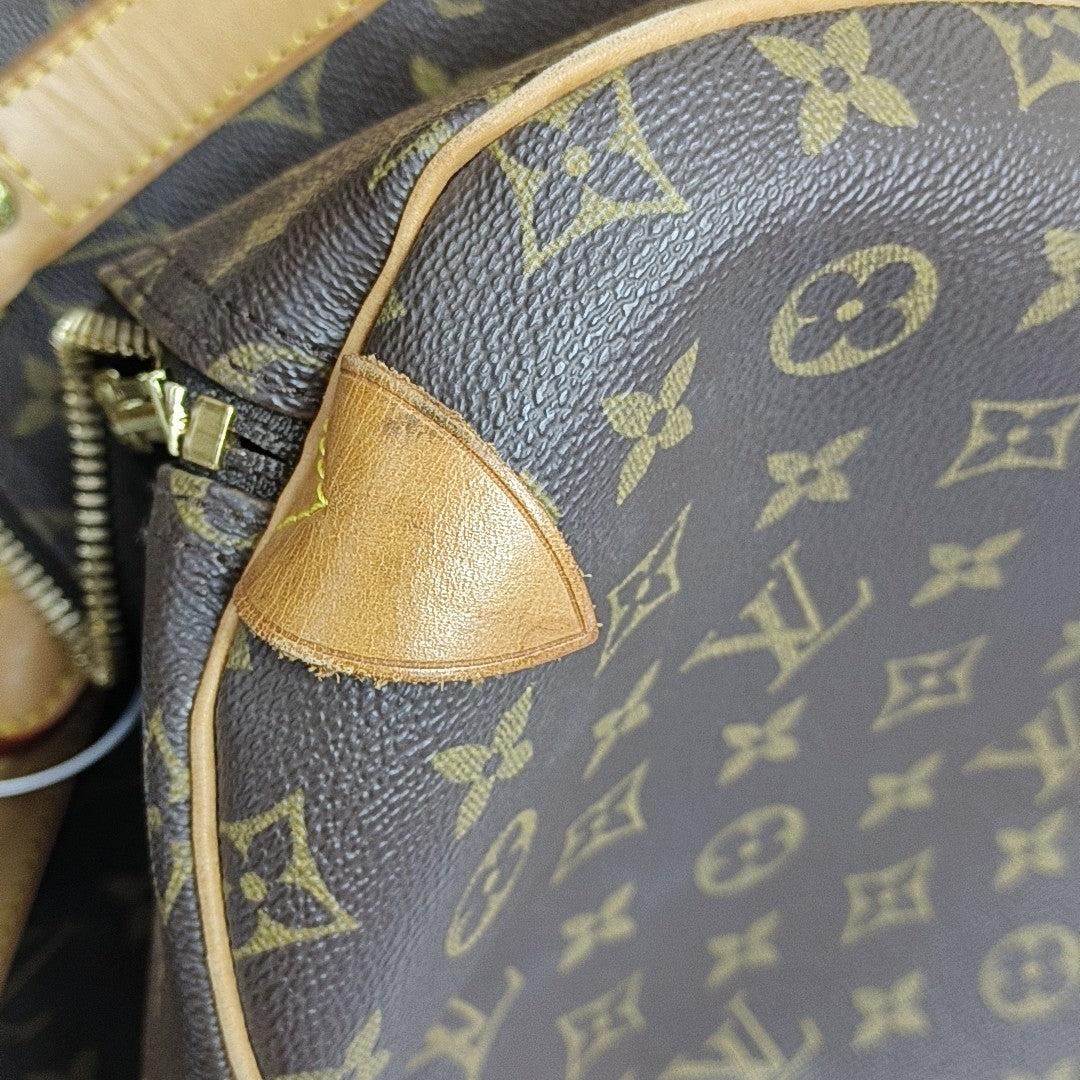 KEEPALL 55 Monogram Coated Canvas Brown