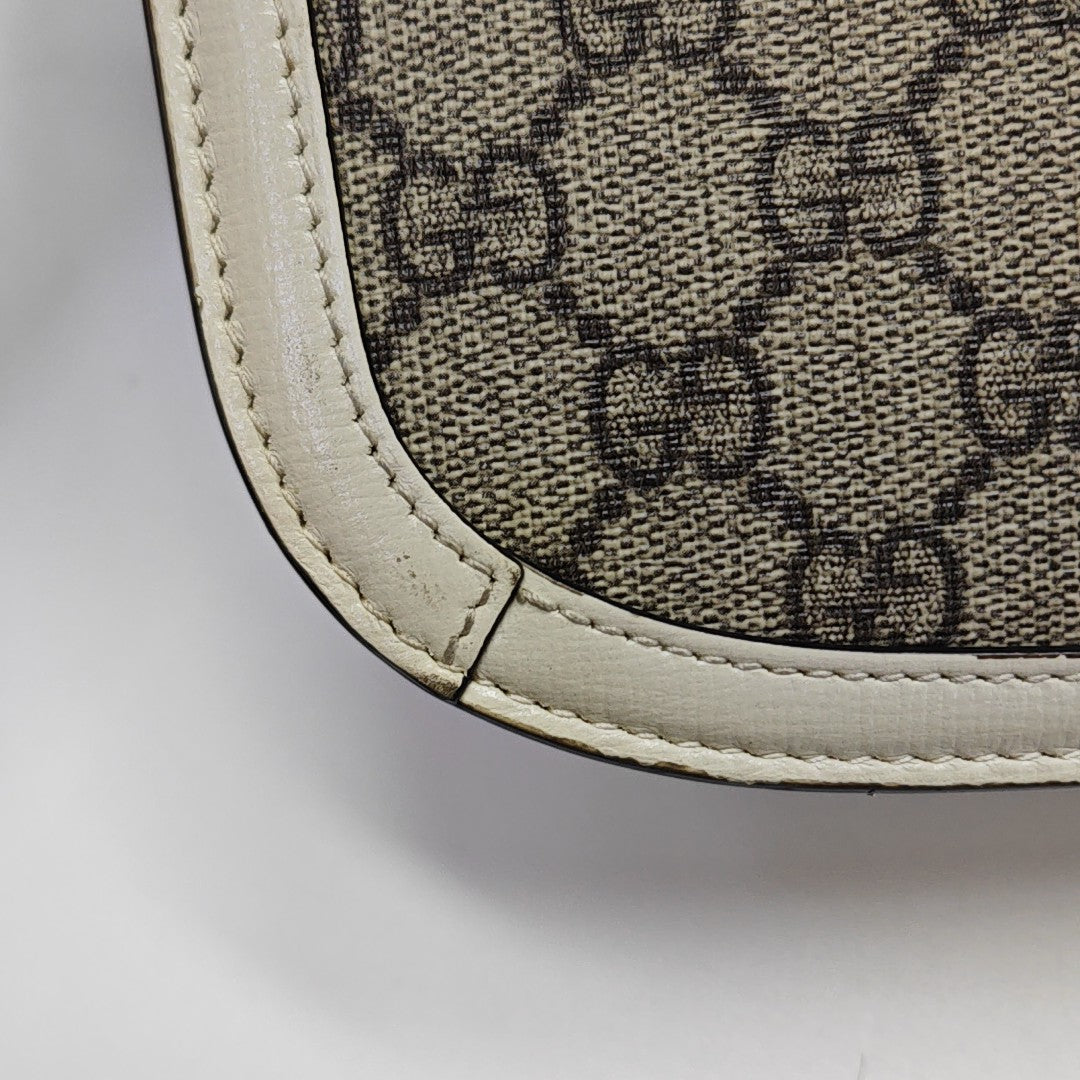 Horsebit 1955 Small Monogram Coated Canvas Beige