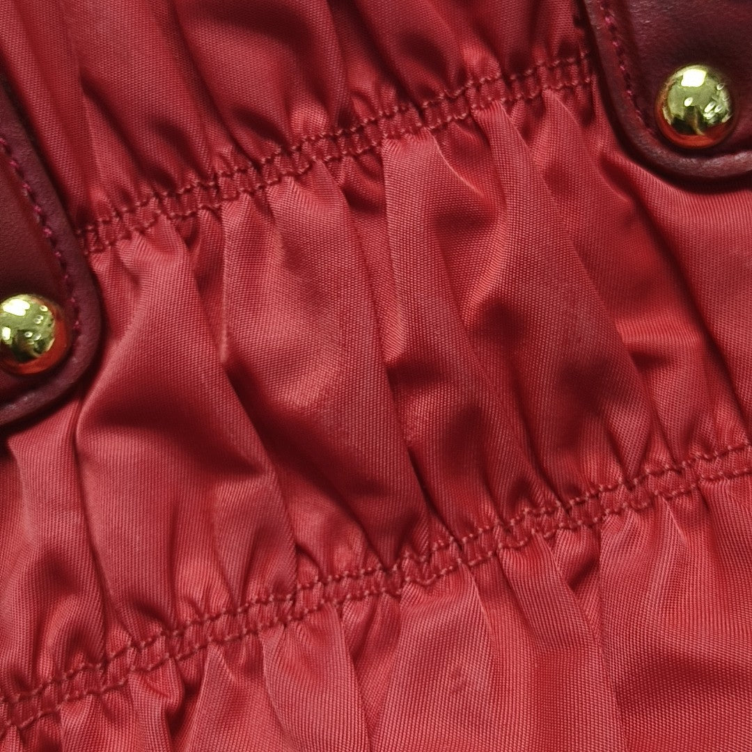 Quilted Nylon Tote Bag Red