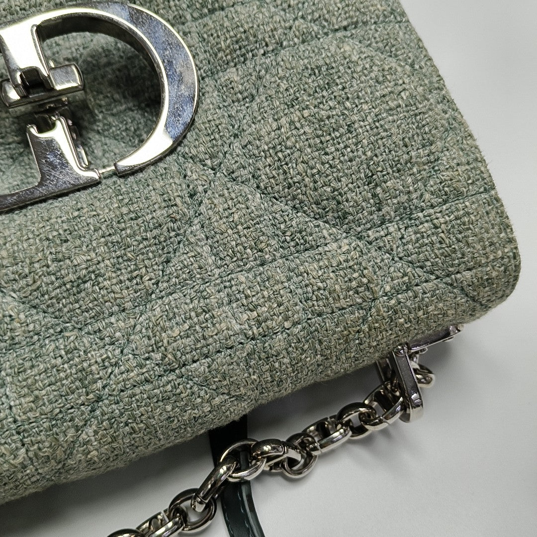 Dior Caro Small Cannage Fabric Green