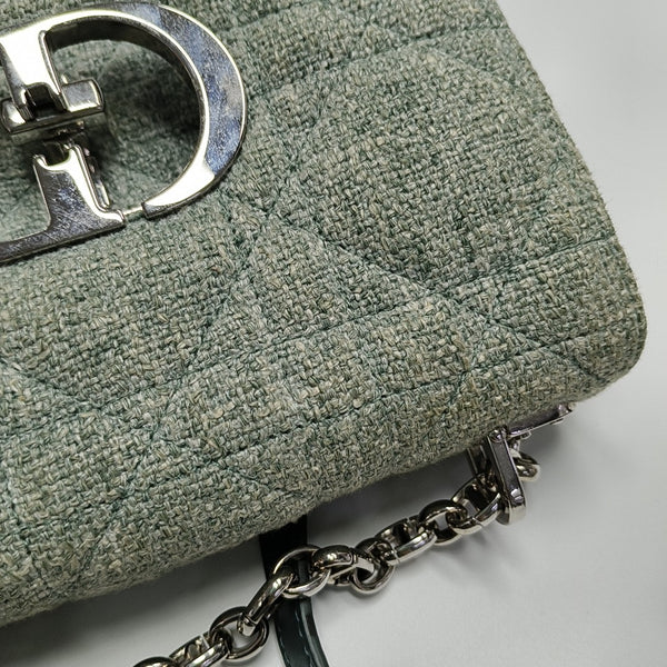 Dior Caro Small Cannage Fabric Green