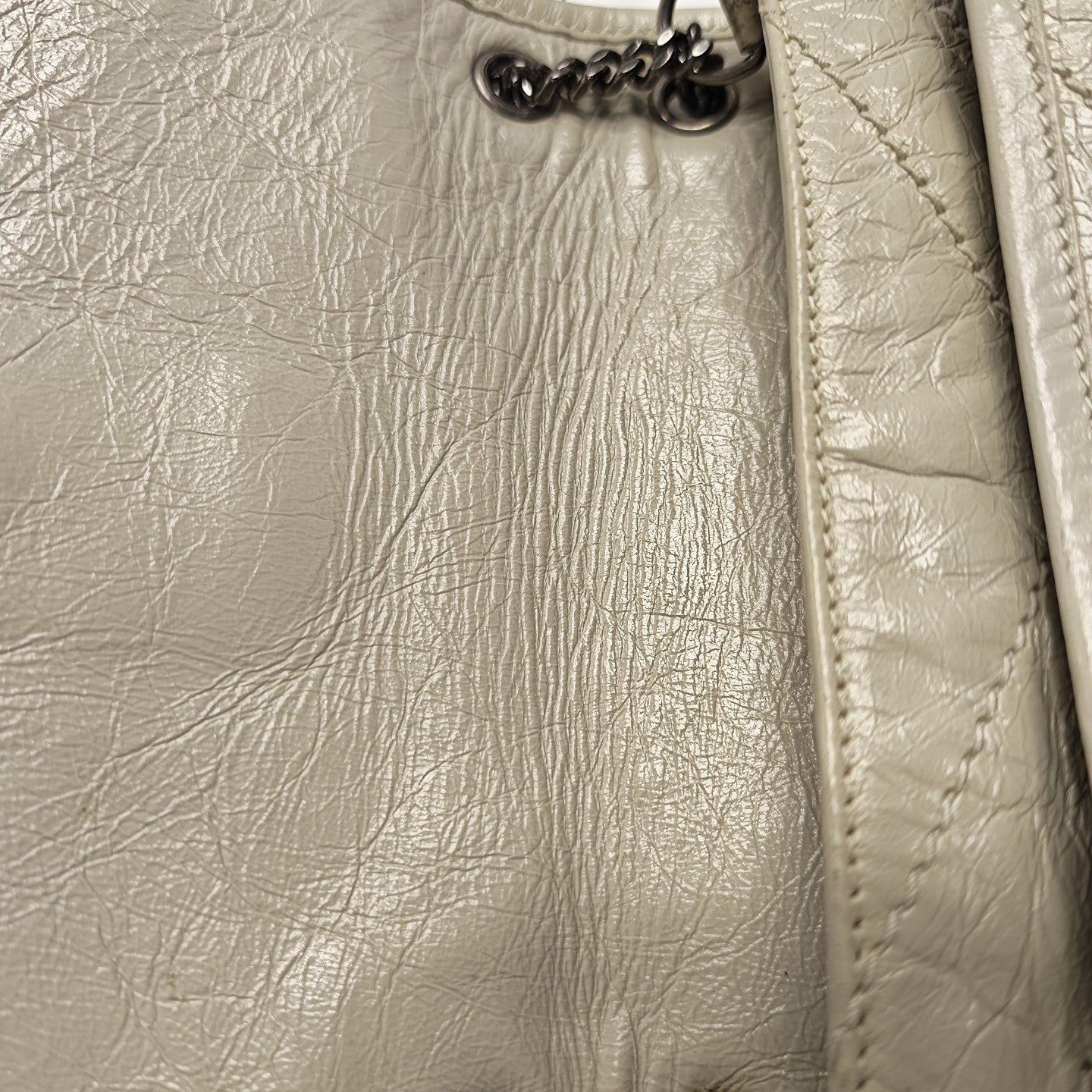 NIKI Small Chevron Calfskin White