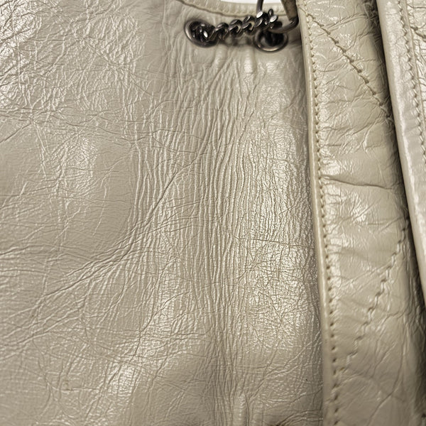 NIKI Small Chevron Calfskin White