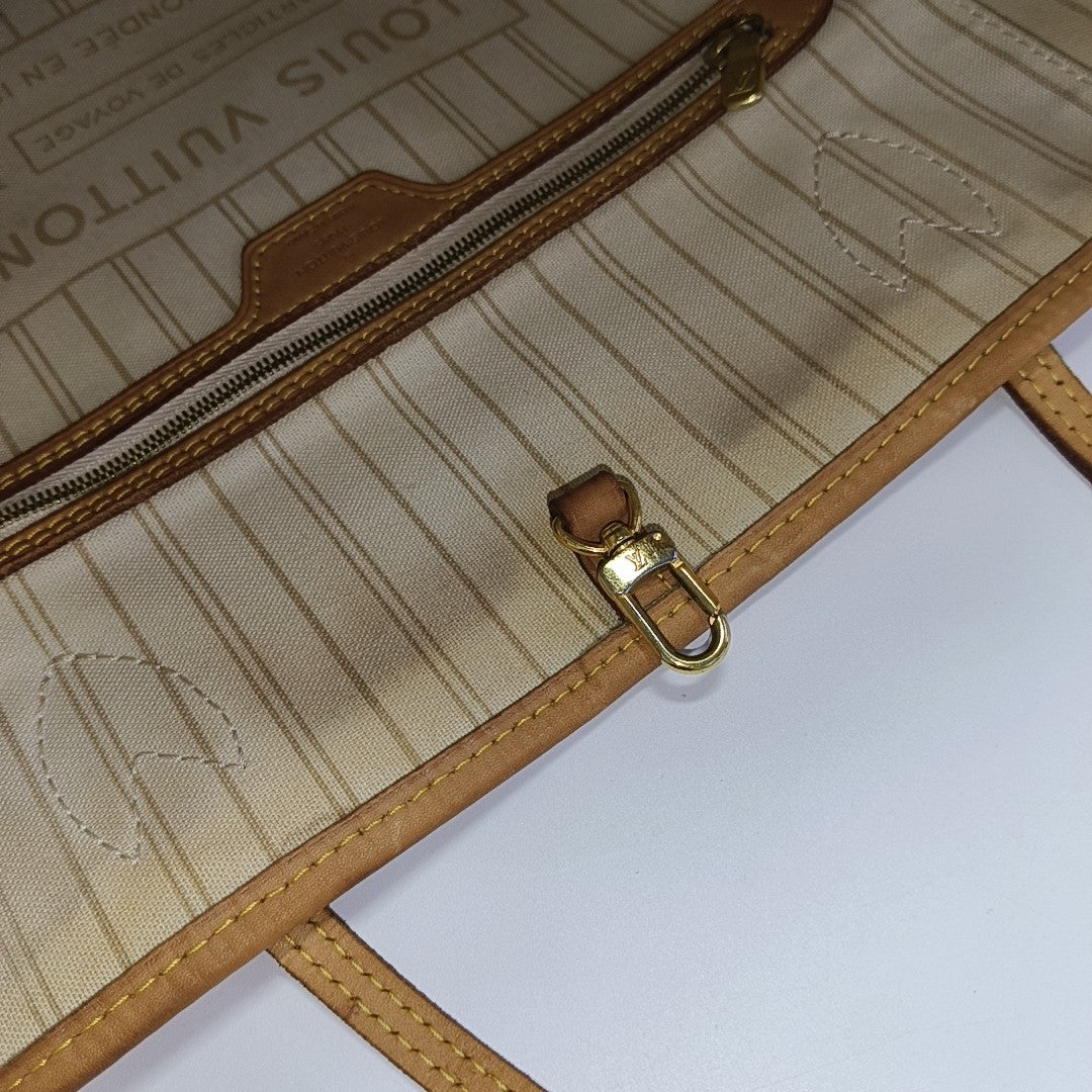 NEVERFULL MM Damier Azur Coated Canvas Beige