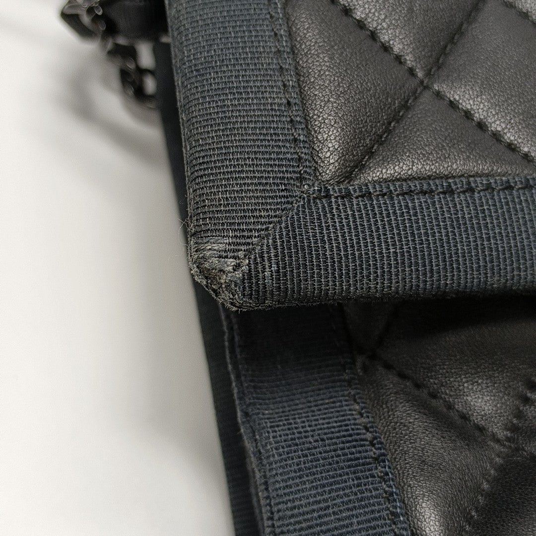 Quilted Lambskin Top Handle Bag Black