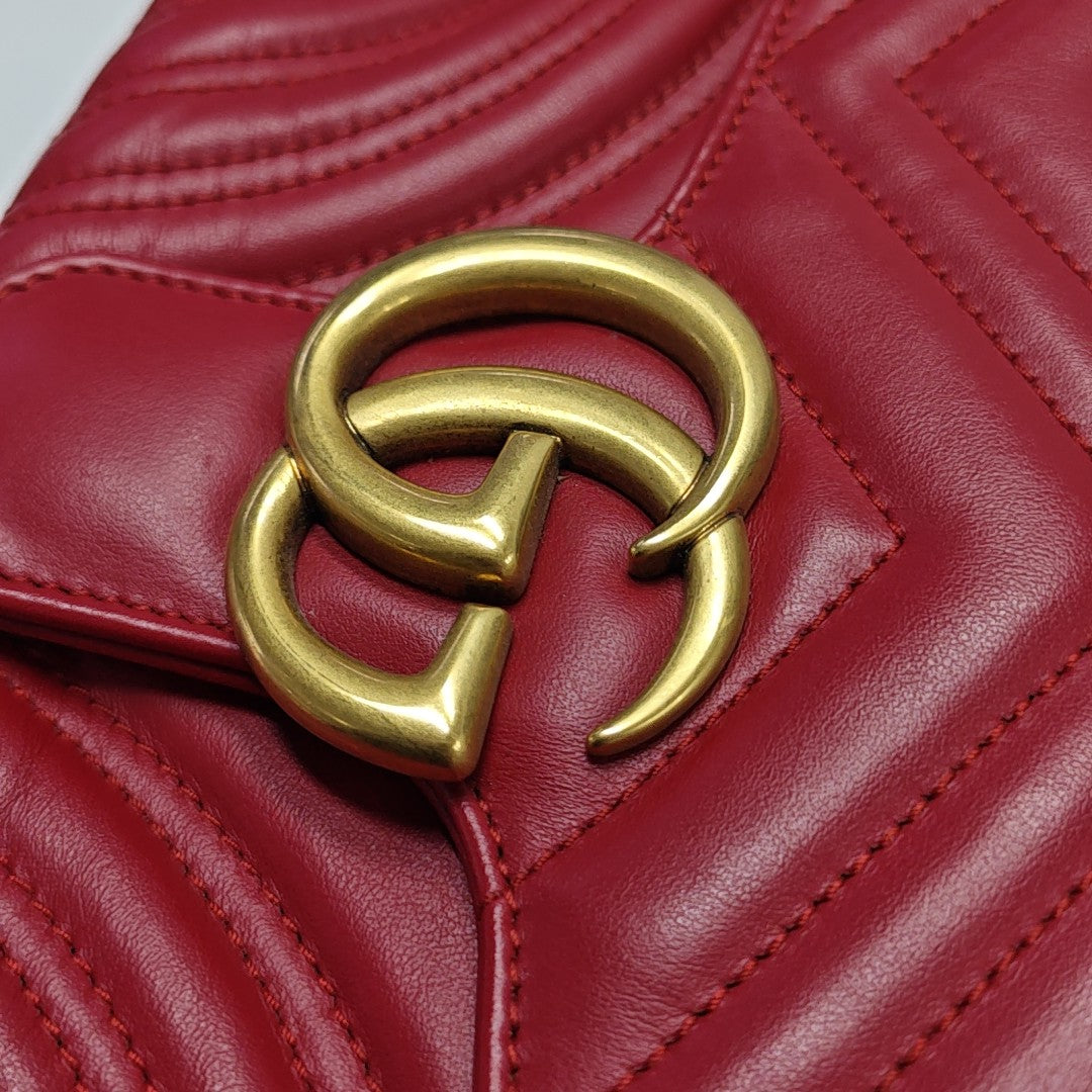 GG Marmont Medium Quilted Calfskin Red