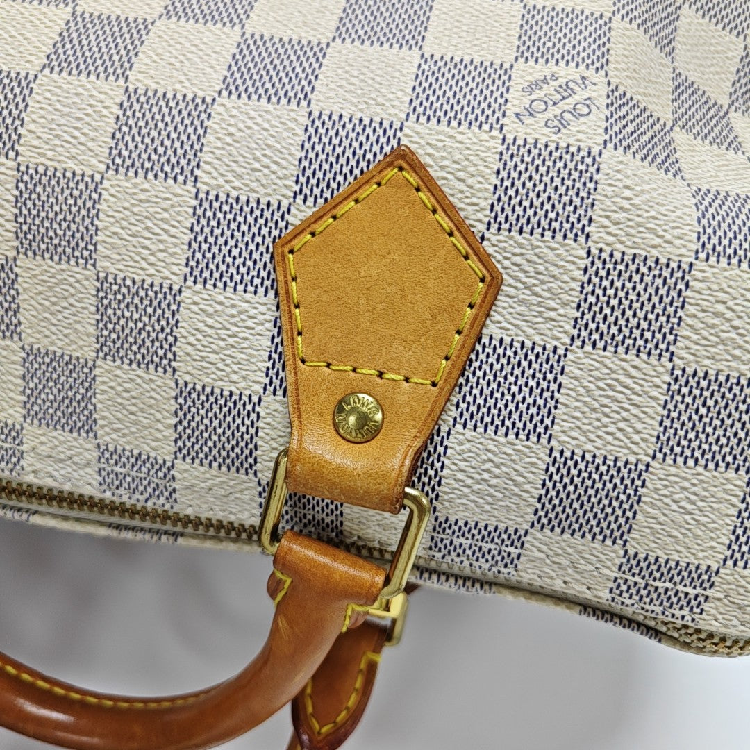 SPEEDY 30 Damier Azur Coated Canvas White
