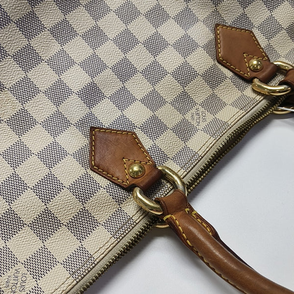 SALEYA PM Damier Azur Coated Canvas White