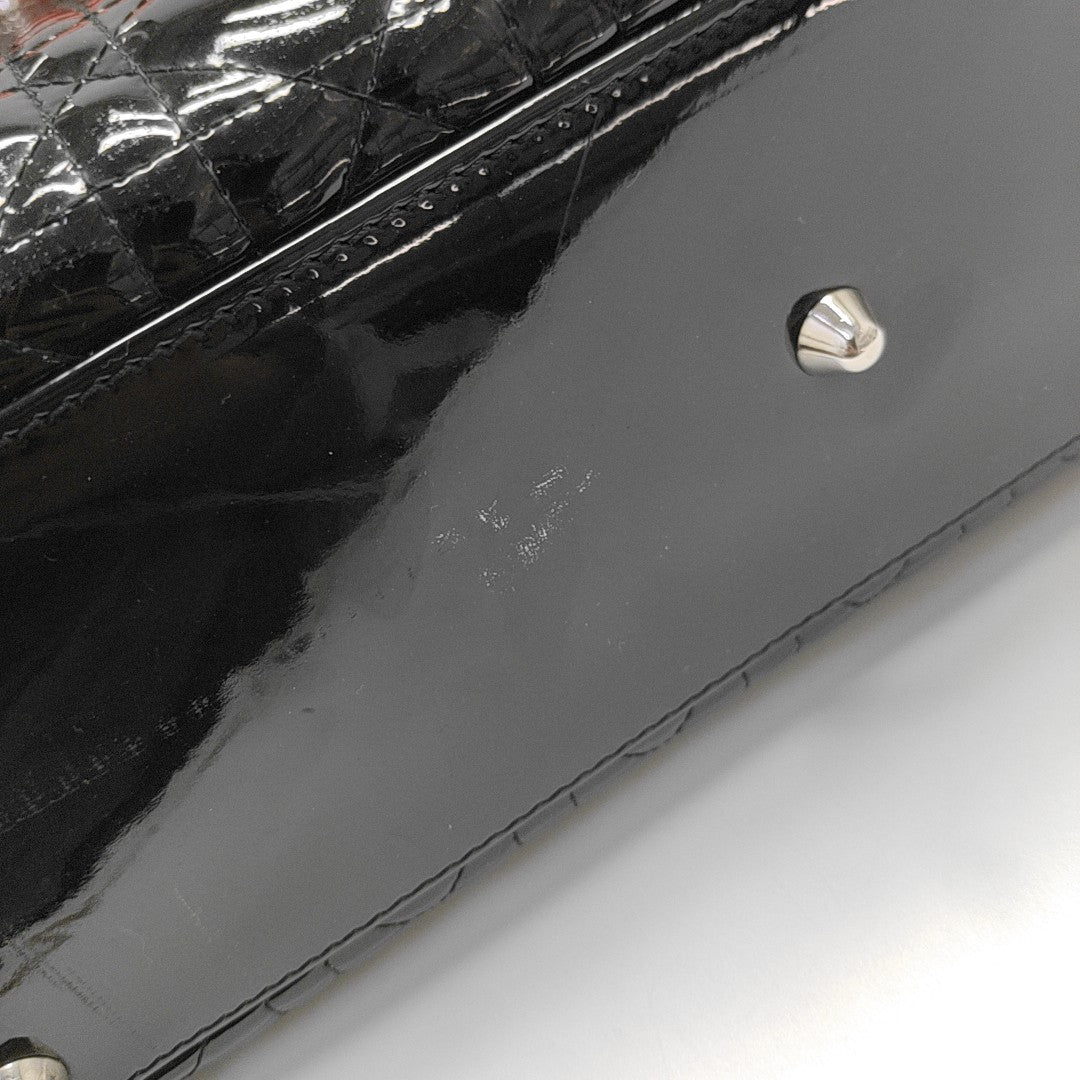 Lady Dior Large Cannage Patent Leather Black