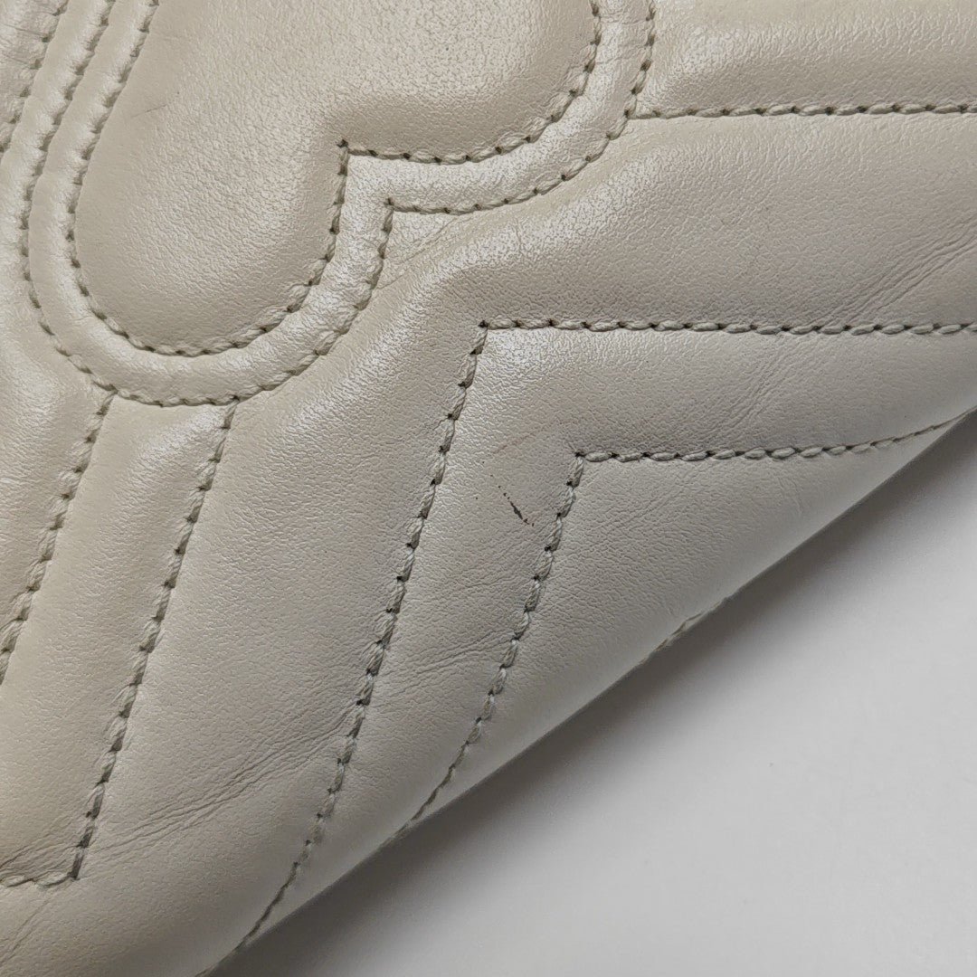 GG Marmont Mini Quilted Calfskin White