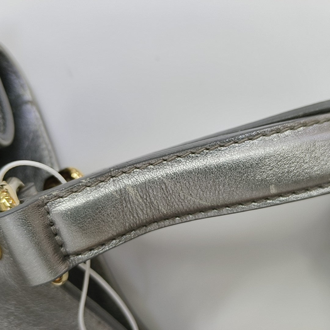 Coated Canvas Tote Bag Silver