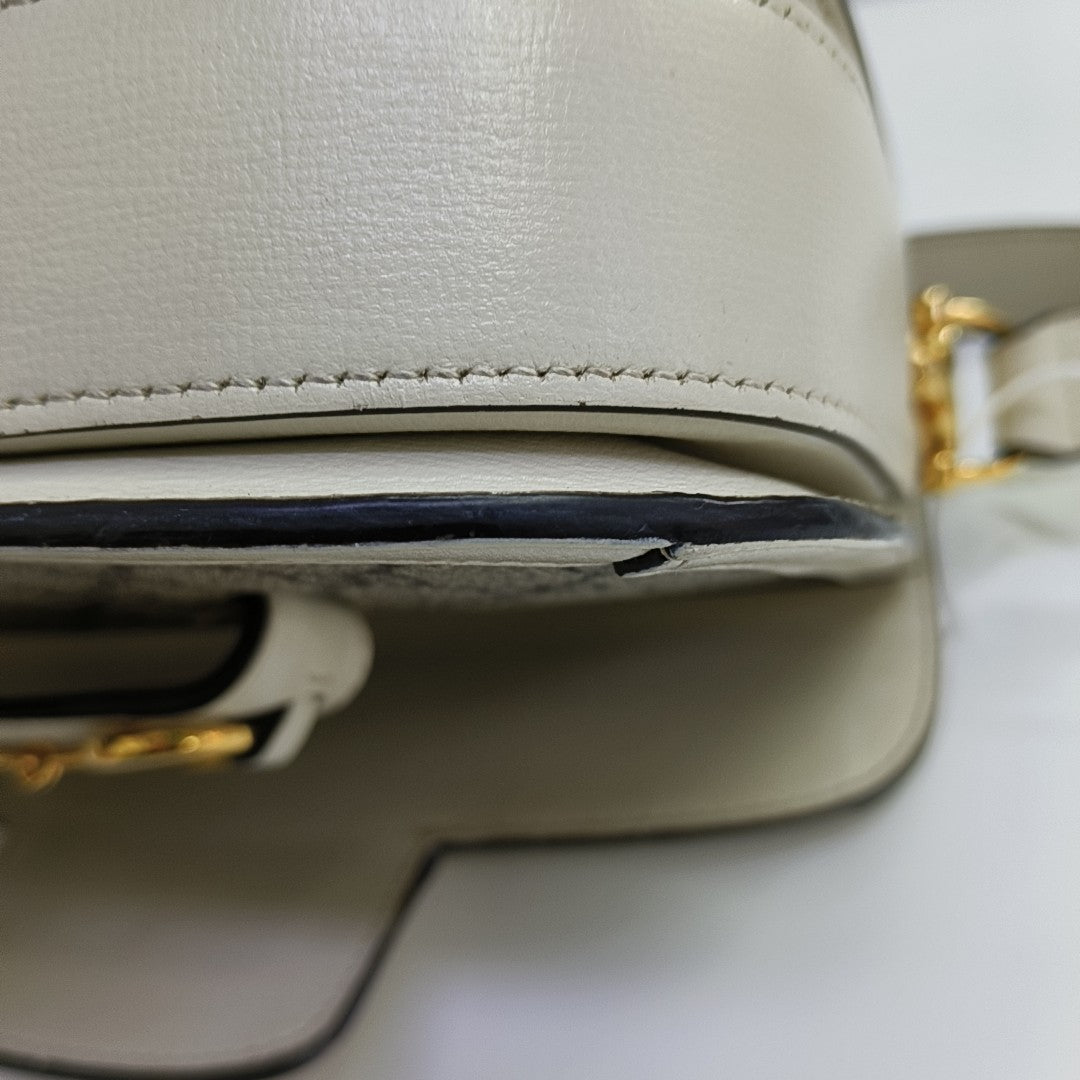 Horsebit 1955 Small Monogram Coated Canvas Beige