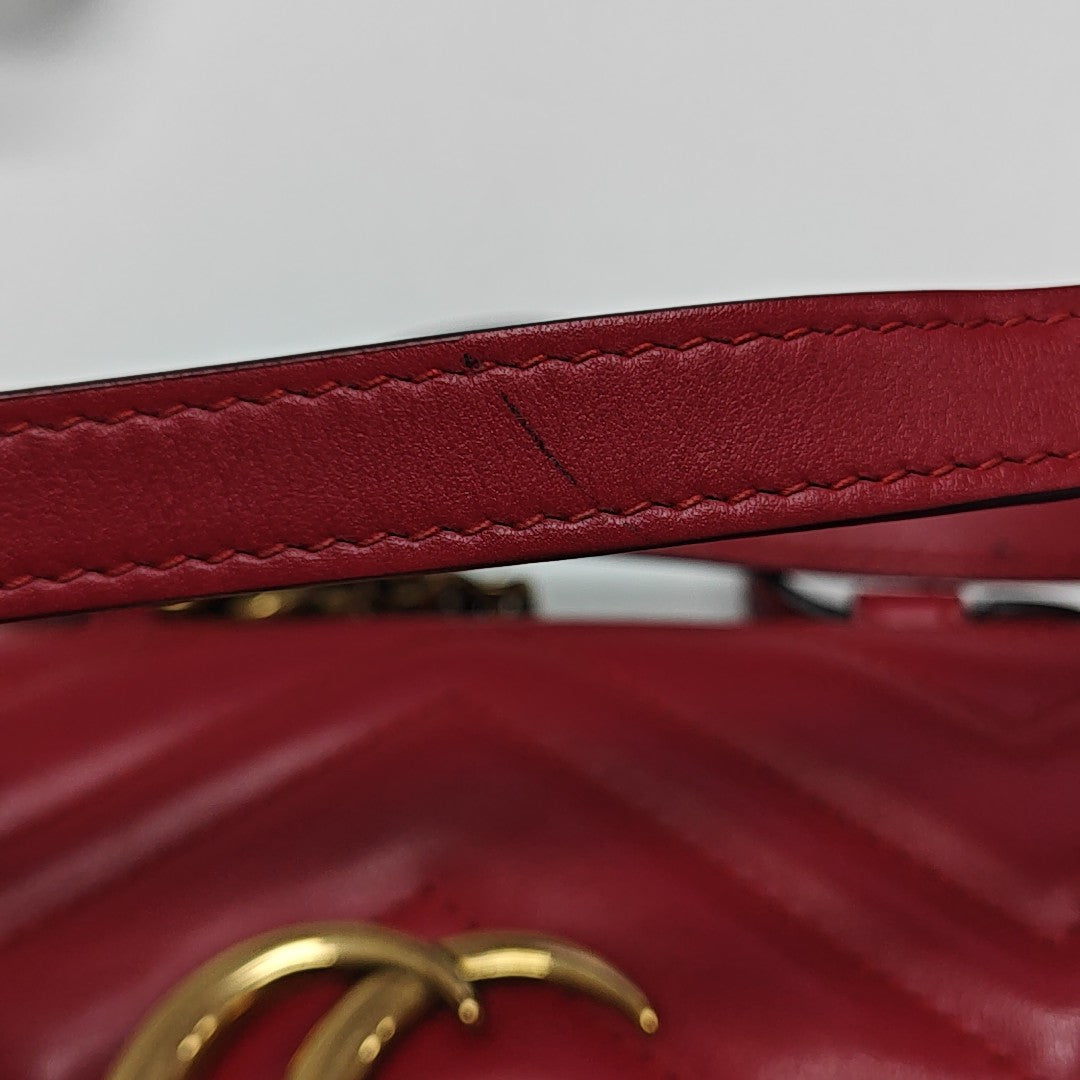 GG Marmont Mini Quilted Calfskin Red
