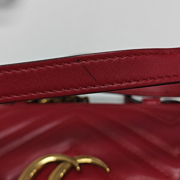 GG Marmont Mini Quilted Calfskin Red