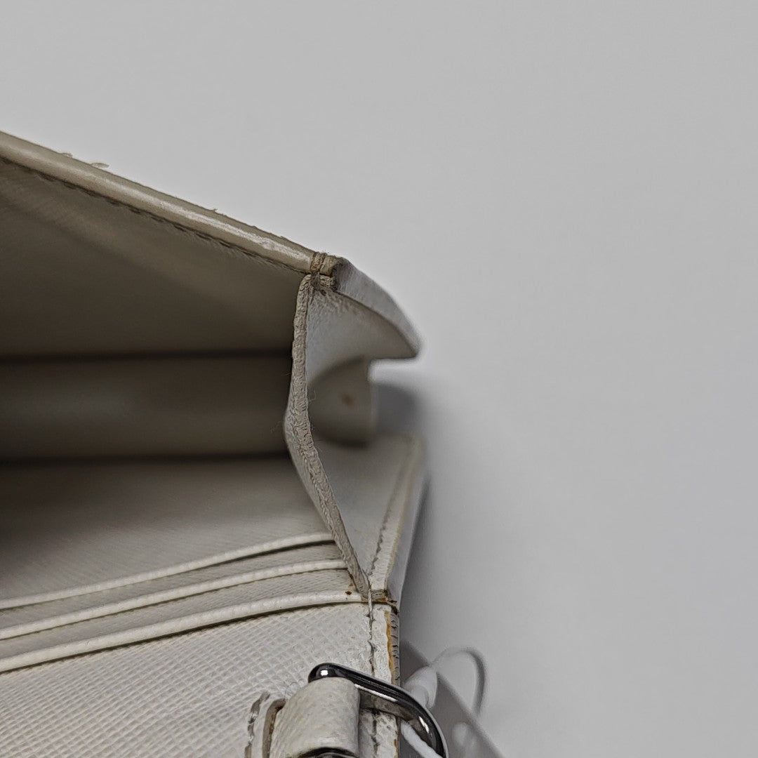 Saffiano Calfskin Shoulder Bag White