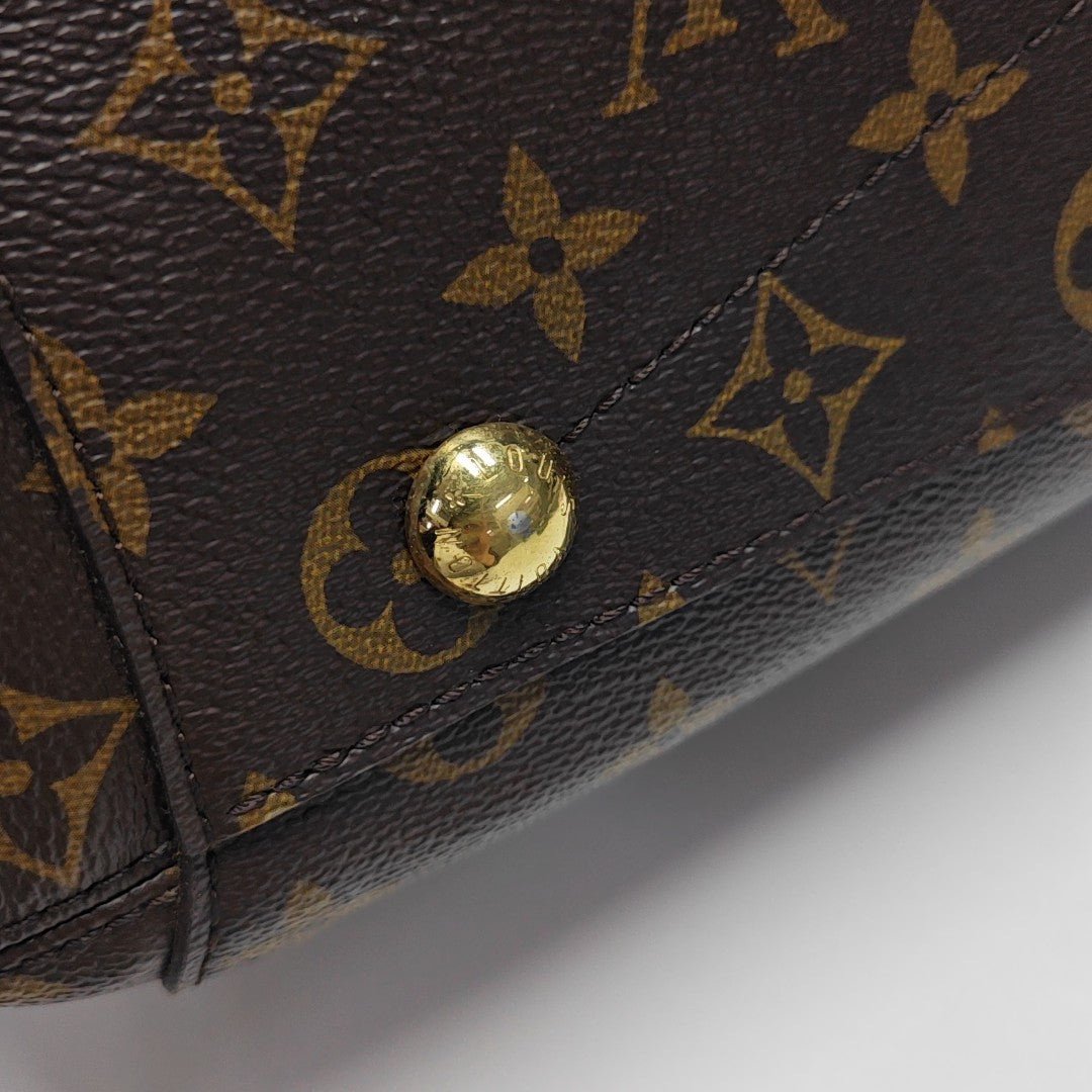 MONTAIGNE MM Monogram Coated Canvas Brown