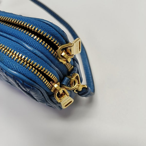 Quilted Lambskin Top Handle Bag Blue