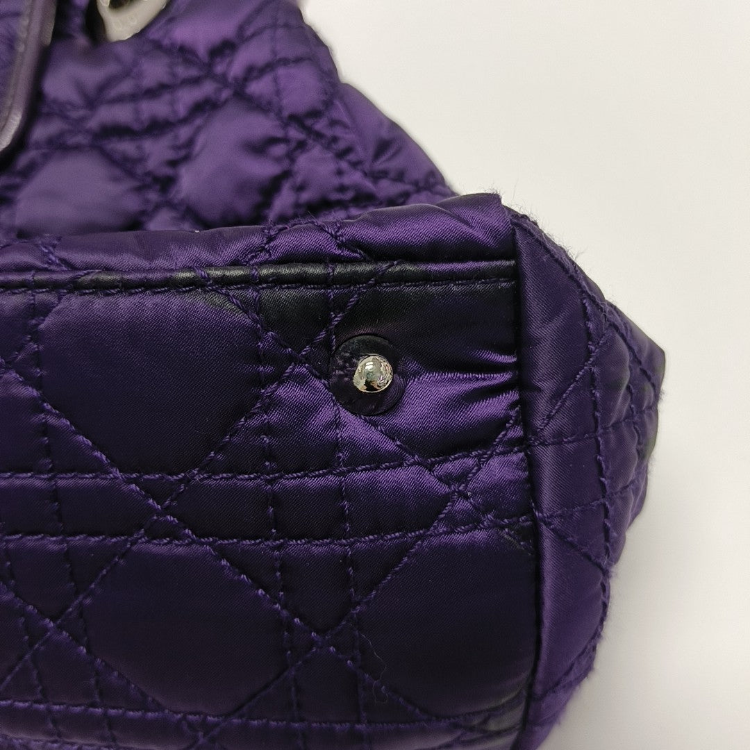 Cannage Silk Satin Tote Bag Purple