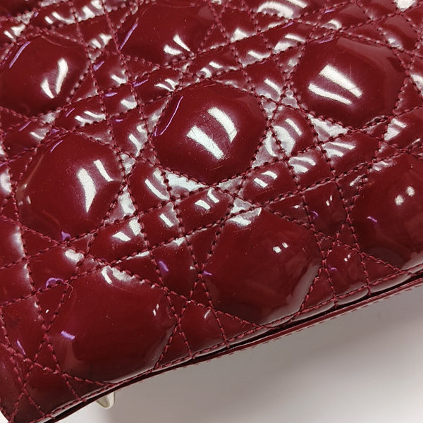 Lady Dior Medium Cannage Patent Leather Red