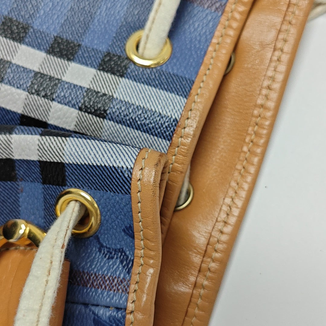Coated Canvas Shoulder Bag Blue