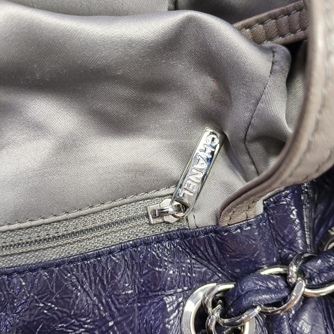 Quilted Calfskin Top Handle Bag Blue