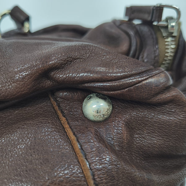 Calfskin Top Handle Bag Brown