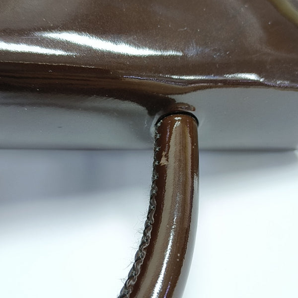 Patent Leather Top Handle Bag Brown