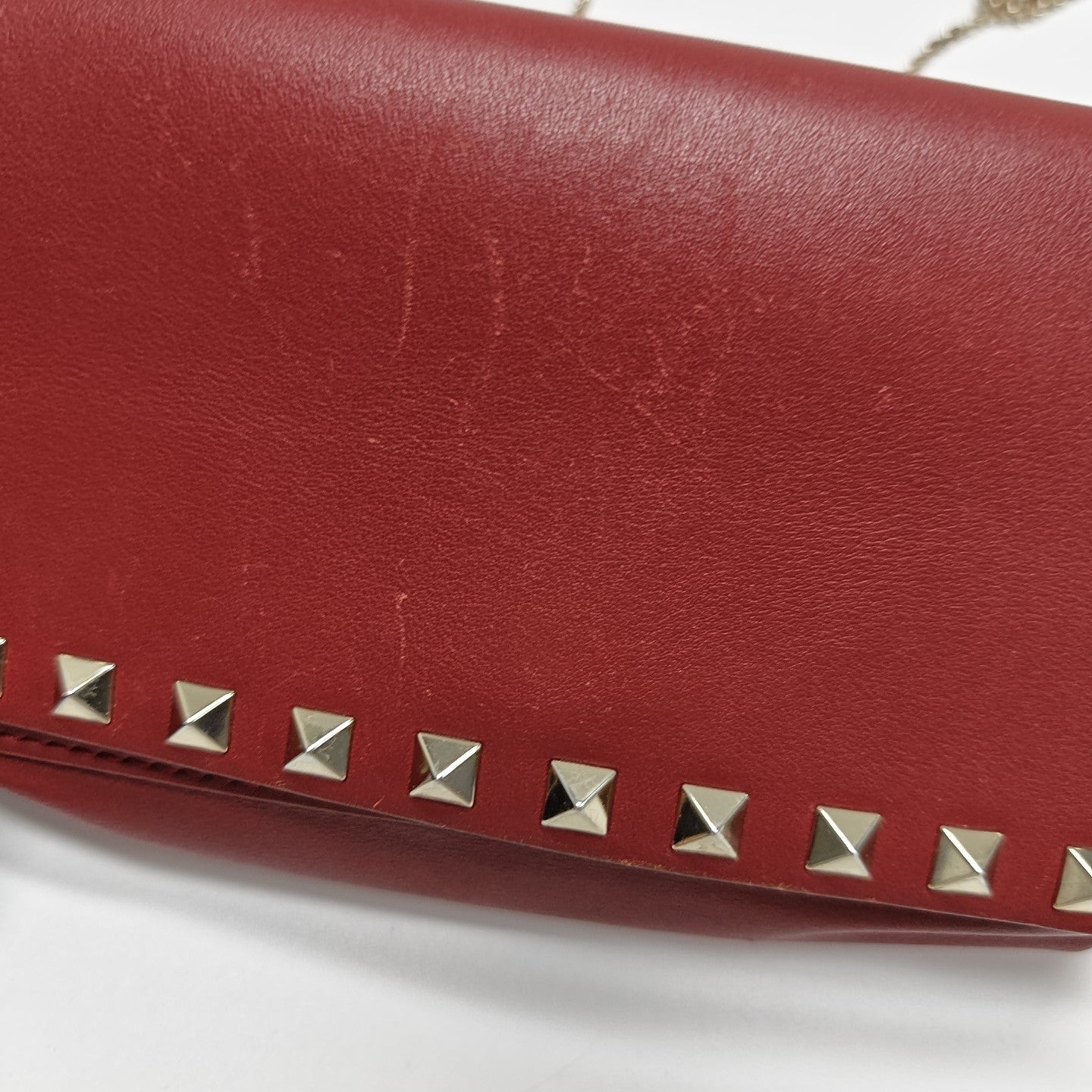 Rockstud Calfskin Red