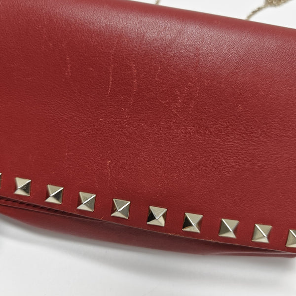 Rockstud Calfskin Red