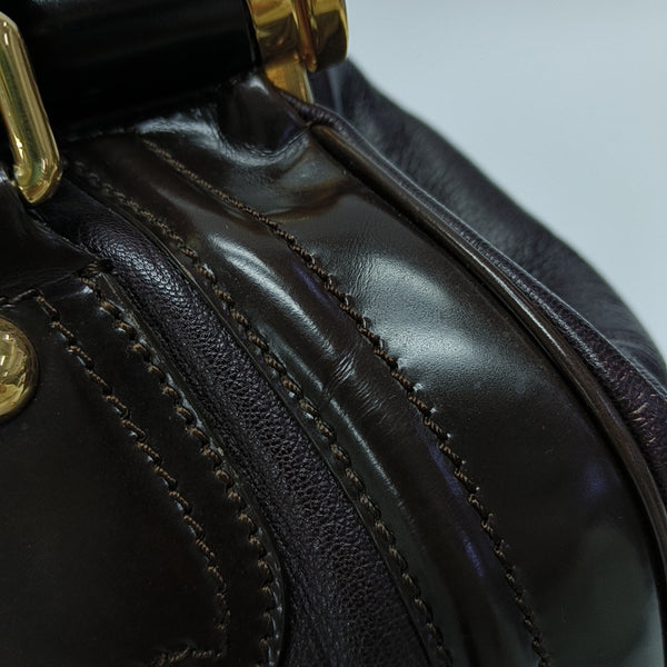 Leather Top Handle Bag Red