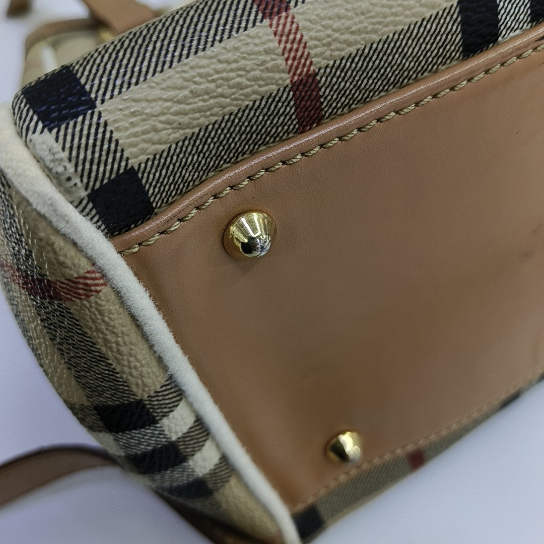 Coated Canvas Shoulder Bag Beige