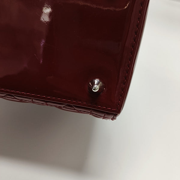 Lady Dior Medium Cannage Patent Leather Red