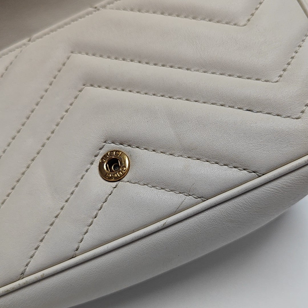 GG Marmont Mini Quilted Calfskin White