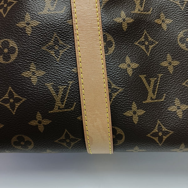 KEEPALL 50 Monogram Coated Canvas Brown
