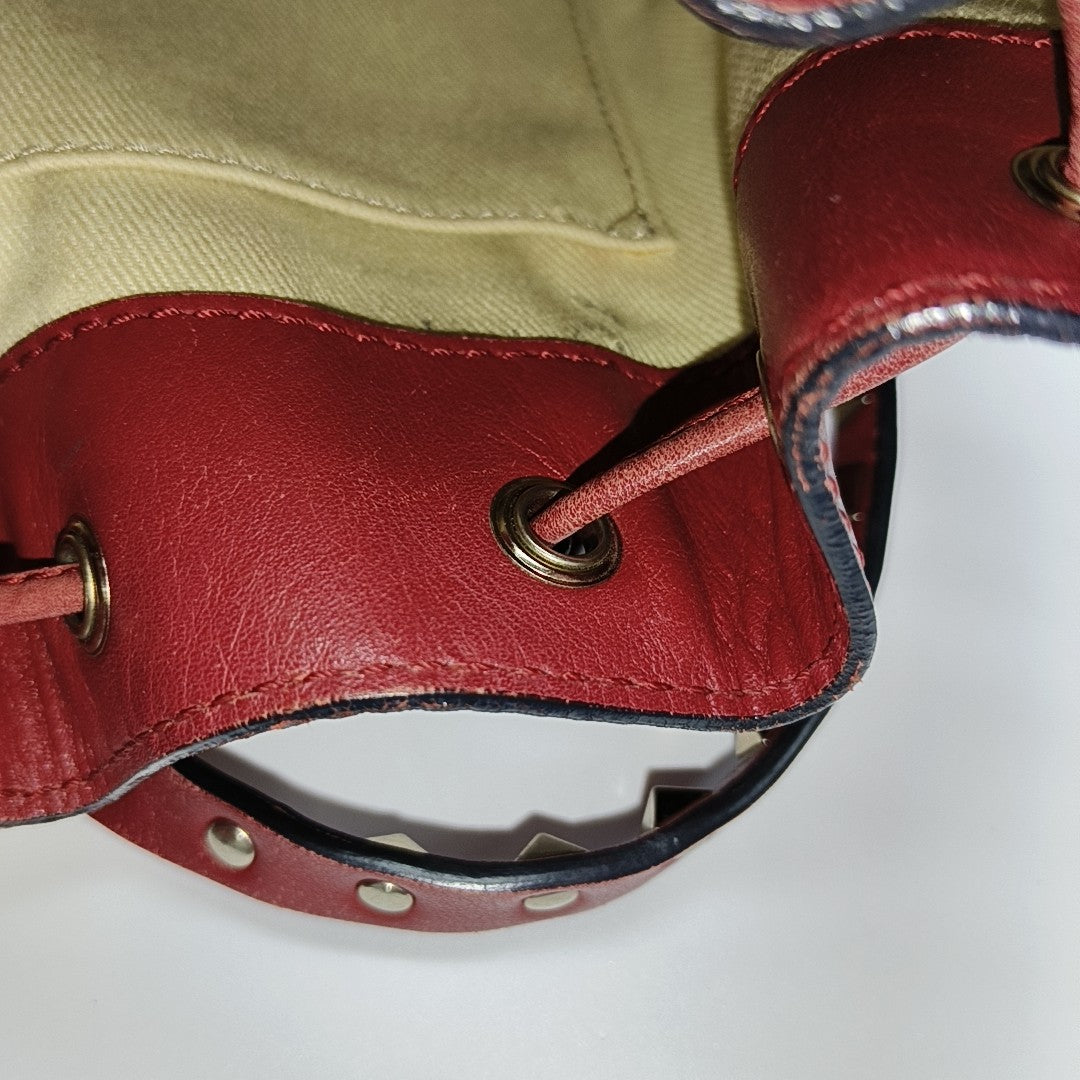 Rockstud Small Calfskin Red