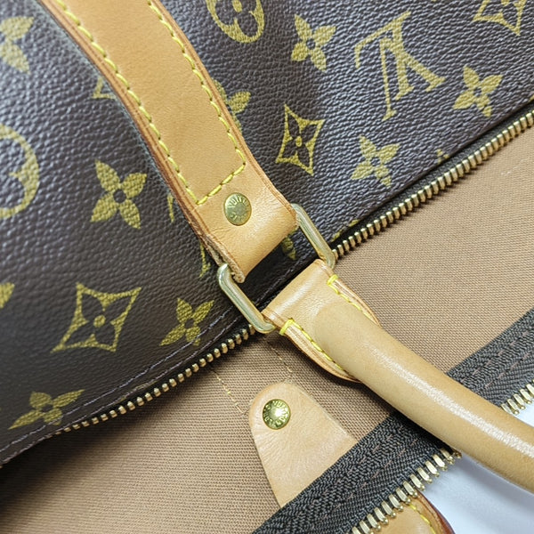 KEEPALL 60 Monogram Coated Canvas Brown