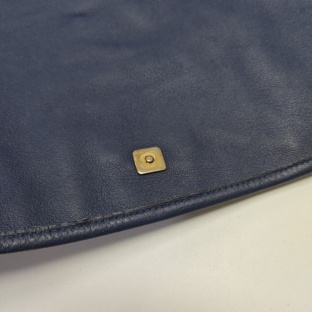 Monogram Calfskin Shoulder Bag Blue
