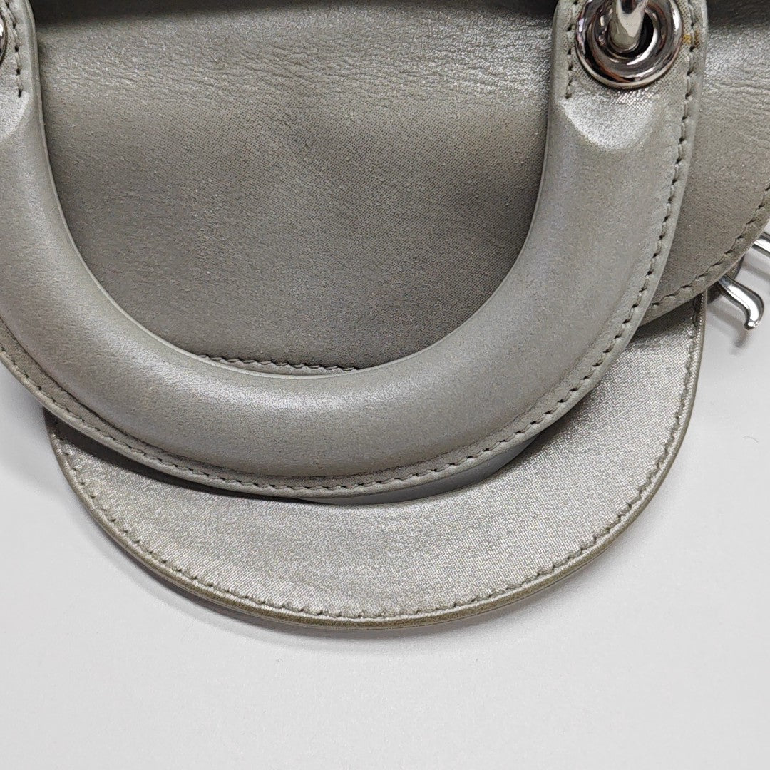 Lady Dior Mini Cannage Lambskin Gray