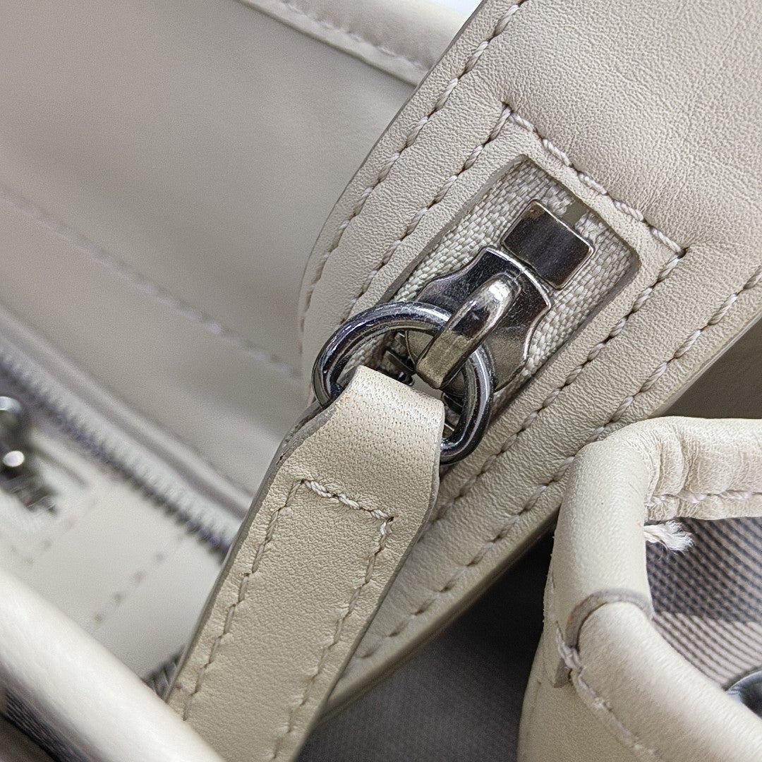 Coated Canvas Top Handle Bag Gray