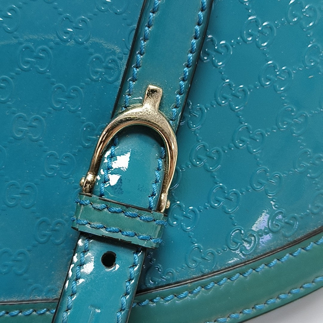 Monogram Patent Leather Shoulder Bag Blue
