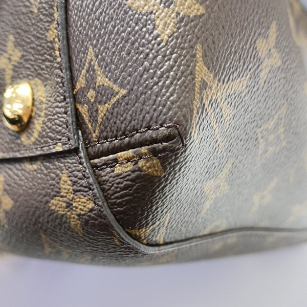 MONTAIGNE MM Monogram Coated Canvas Brown