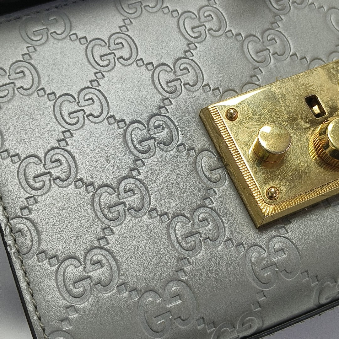 Padlock Small Monogram Calfskin Gray