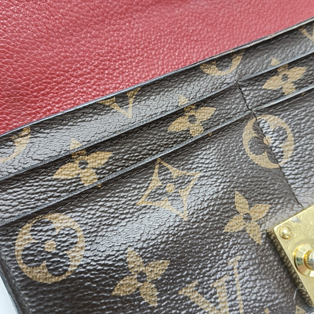PALLAS Monogram Calfskin Red Wallet