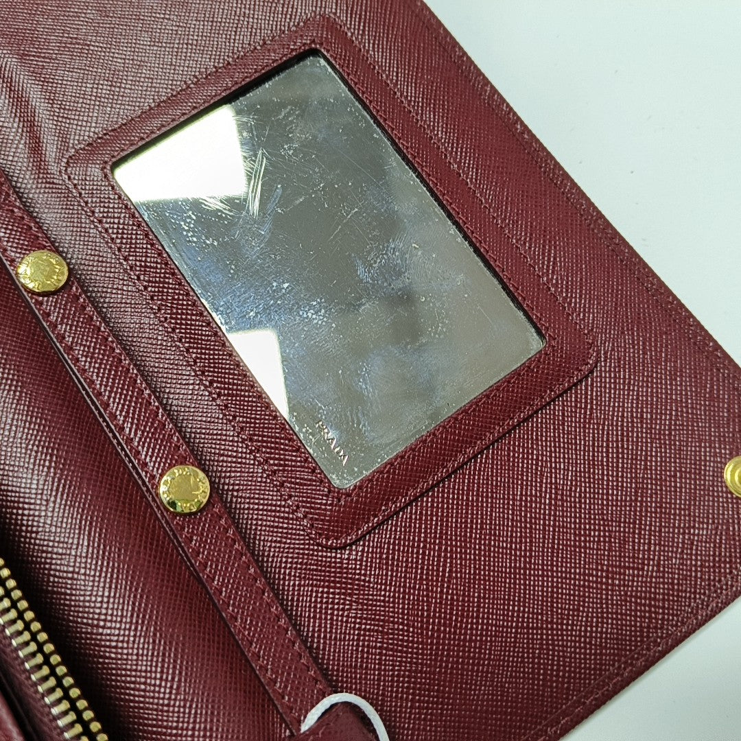 Saffiano Calfskin Shoulder Bag Red